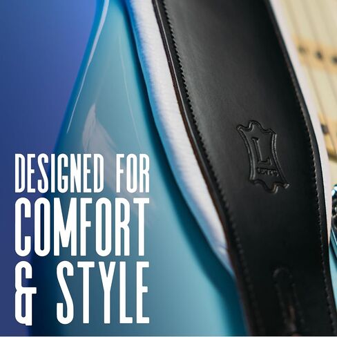 Levy's Leathers 3" Wide Amped Leather Series Guitar Strap with Foam Padding, Burgundy, (M26PD-BRG-BRG) in Kuwait