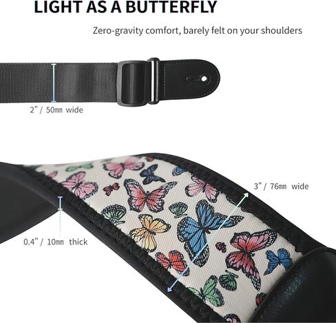 rockyou Zero-Gravity Stretch Guitar Strap -Special Butterfly Edition -Ergonomic Decompression Belt with Pick Holder -Fits All Guitars in Saudi Arabia
