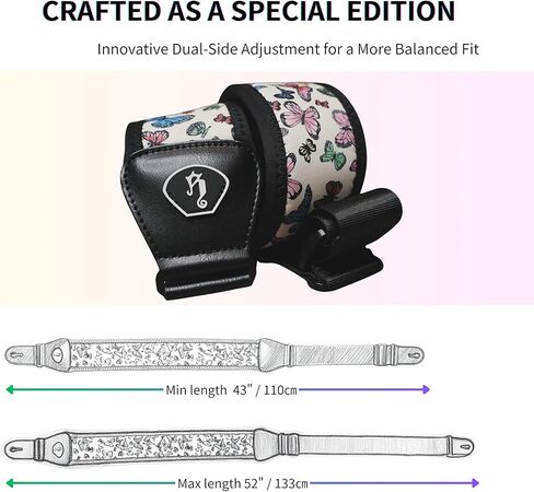 rockyou Zero-Gravity Stretch Guitar Strap -Special Butterfly Edition -Ergonomic Decompression Belt with Pick Holder -Fits All Guitars in Saudi Arabia