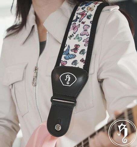 rockyou Zero-Gravity Stretch Guitar Strap -Special Butterfly Edition -Ergonomic Decompression Belt with Pick Holder -Fits All Guitars in Saudi Arabia