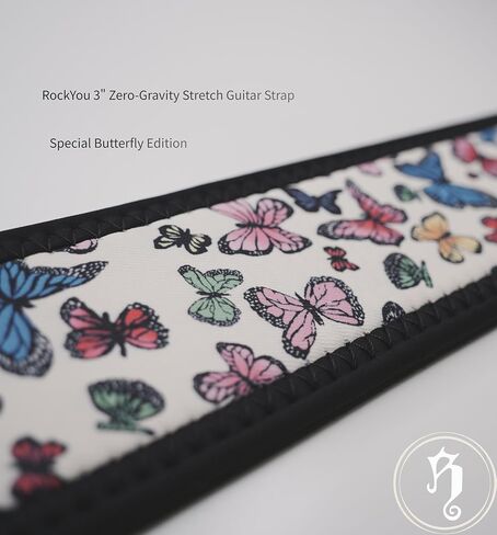 rockyou Zero-Gravity Stretch Guitar Strap -Special Butterfly Edition -Ergonomic Decompression Belt with Pick Holder -Fits All Guitars in Saudi Arabia