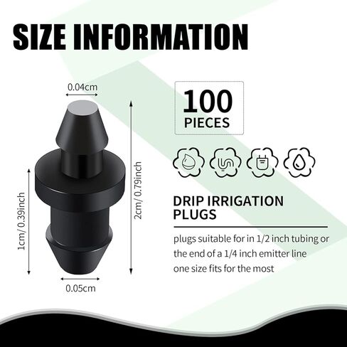 Honoson 100 Pieces Drip Irrigation Goof Plugs 1/4 Inch with Barbed End Caps Hose Tubing Hole Fittings, Dripline Pressure Plug Connectors for Home Sprinkler Garden Lawn Pipe System Parts Supplies in Saudi Arabia