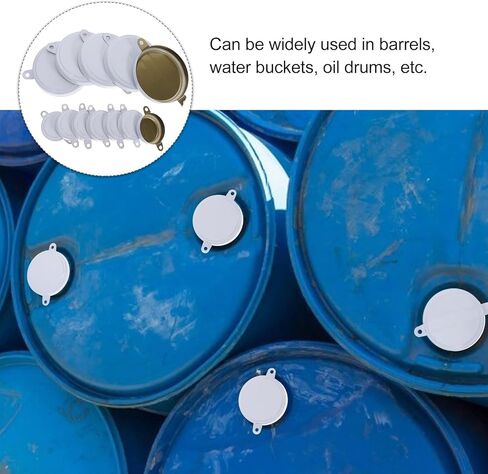 55 Gallon Oil Drum Lid Sealing Cap, Metal Waterproof Lid Tin Sealing for 200L Oil Drum, 1 Large & 1 Small s with Gasket, 20 Sets of 40 PCS, White in Saudi Arabia