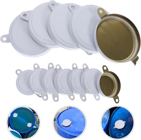 55 Gallon Oil Drum Lid Sealing Cap, Metal Waterproof Lid Tin Sealing for 200L Oil Drum, 1 Large & 1 Small s with Gasket, 20 Sets of 40 PCS, White in Saudi Arabia