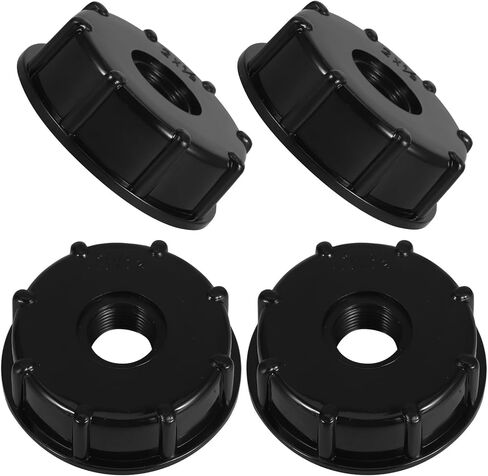UKCOCO 4pcs Black Lid with Dual 1/2" Center Hole, Plastic Chemical Drum Cap for Liquid Storage, Rainwater Tank, and Industrial Tote Accessories in Saudi Arabia