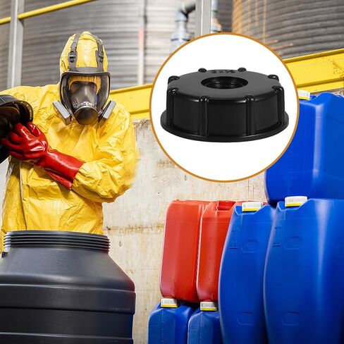 UKCOCO 4pcs Black Lid with Dual 1/2" Center Hole, Plastic Chemical Drum Cap for Liquid Storage, Rainwater Tank, and Industrial Tote Accessories in Saudi Arabia