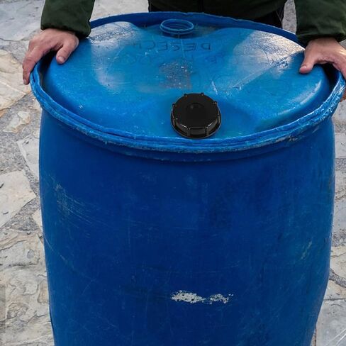 UKCOCO 4pcs Black Lid with Dual 1/2" Center Hole, Plastic Chemical Drum Cap for Liquid Storage, Rainwater Tank, and Industrial Tote Accessories in Saudi Arabia