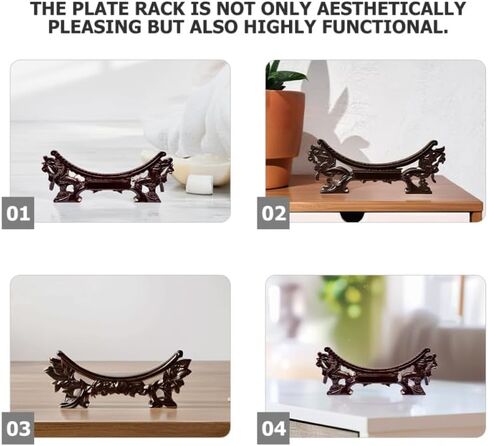 Healifty Wooden Plate Display Stand: Chinese Dragon Chinese Plate Holder for Decorative Display Multi-Functional Easel Stand Ornament for Wall and Home Tabletop Decor in Saudi Arabia