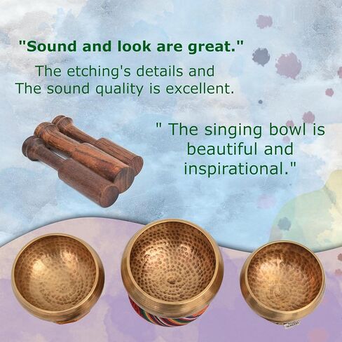 Tibetan Singing Bowl Set - Authentic Cuencos Tibetanos for Sound Healing, Meditation & Chakra Balancing - Includes Cushion, Mallet-Unique Spiritual Gifts for Women and Men (3 Chakra Set) in Saudi Arabia