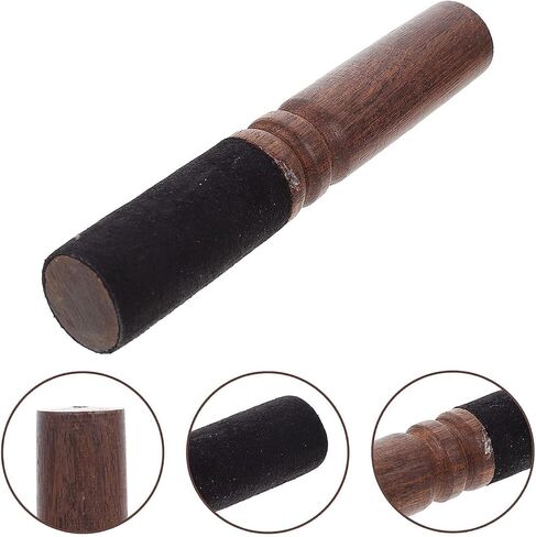 2 Pieces Tibetan Singing Bowl Mallet Suede Wooden Striker Leather Wrapped Meditation Mallet Sound Bowl Stick Buddha Musical Instruments for Buddhist Meditation Yoga Chime (Black and Brown) in Saudi Arabia