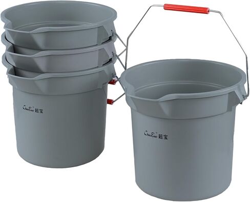 3.5 Gallon Commercial Cleaning Plastic Buckets with Handles, Gray Industrial Round Utility Pail, 4-Pack in Kuwait