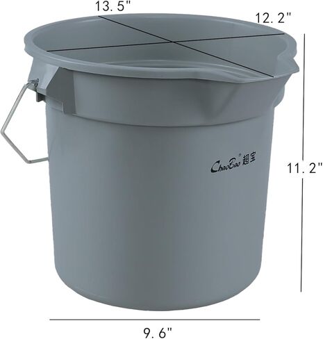 3.5 Gallon Commercial Cleaning Plastic Buckets with Handles, Gray Industrial Round Utility Pail, 4-Pack in Kuwait