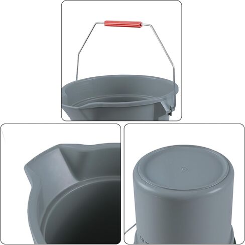3.5 Gallon Commercial Cleaning Plastic Buckets with Handles, Gray Industrial Round Utility Pail, 4-Pack in Kuwait