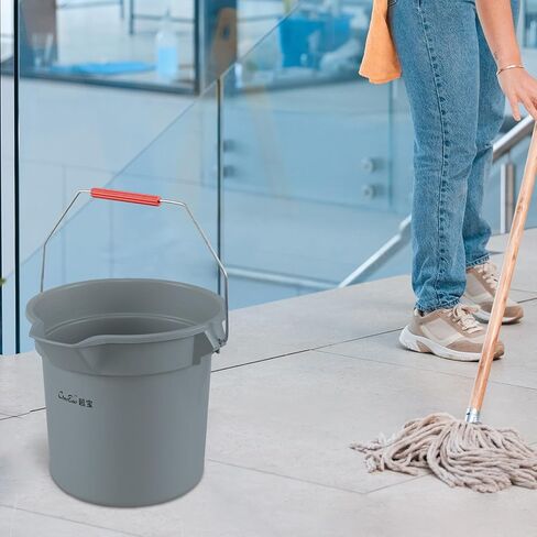 3.5 Gallon Commercial Cleaning Plastic Buckets with Handles, Gray Industrial Round Utility Pail, 4-Pack in Kuwait