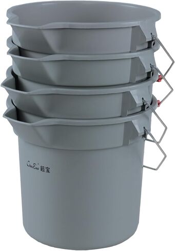 3.5 Gallon Commercial Cleaning Plastic Buckets with Handles, Gray Industrial Round Utility Pail, 4-Pack in Kuwait
