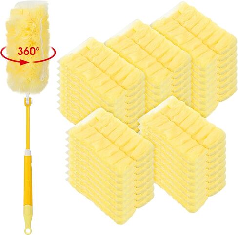 50Pcs 360° Duster Refill Heavy Duster Refills Disposable Microfiber Dusters Kit with1 Short Handle and 1 Extenda Handle for Dusting Electronics,Dusting Furniture,Blinds (Blue) in Saudi Arabia