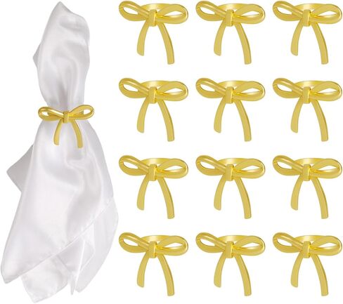 Elegant Matte Silver Napkin Rings Set of 12, Satin Finish Bowknot Napkin Holders Butterfly Design, Durable Zinc Alloy Holders for Wedding, Anniversary, Holiday & Elegant Dining Table Decor in Kuwait