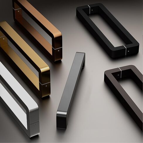 Square Glass Door Handle Back to Back, Door Pulls for Commercial/Home Use, Brushed Stainless Steel Door Hardware, Double Sided Sliding Barn Doors (Color : Black, Size : 52.5cm(20 5/8")) in Saudi Arabia