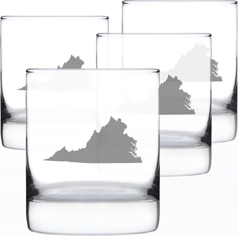 Virginia State Outline Whiskey Rocks Glass - State Themed Drinking Decor and Gifts for Virginian Women & Men - 10.25 Oz Whisky Tumbler Glasses in Saudi Arabia