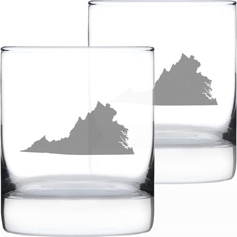 Virginia State Outline Whiskey Rocks Glass - State Themed Drinking Decor and Gifts for Virginian Women & Men - 10.25 Oz Whisky Tumbler Glasses in Saudi Arabia