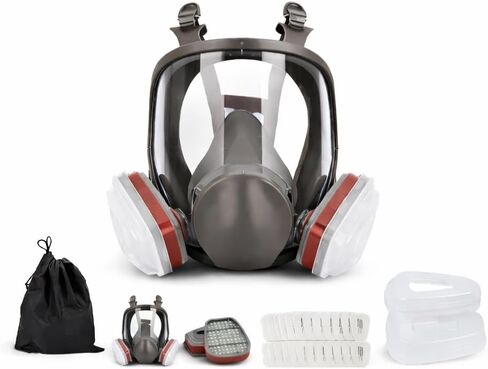 Avenor Reusable Full Face Paint Mask with Replaceable Filters, Dual Cartridge Filter System for Organic Vapor & Dust, Face Shield for Spray Painting, Sanding, Woodworking, Chemicals in Saudi Arabia