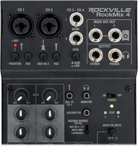 Rockville RockMix 4 USB Computer Recording Interface/EQ 4-Channel Pro Mixer in Saudi Arabia