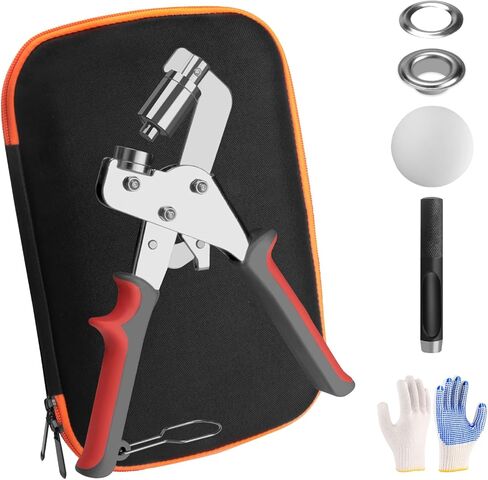 مجموعة أدوات حلقة معدنية، مع كماشة محمولة بحجمين، بالإضافة إلى 100 قطعة 3/8 بوصة (10 مم) و100 قطعة 1/4 بوصة (6 مم) ثقوب فضية، أداة ثقب للقماش والنسيج وستائر الدش والملابس والسراويل in Kuwait