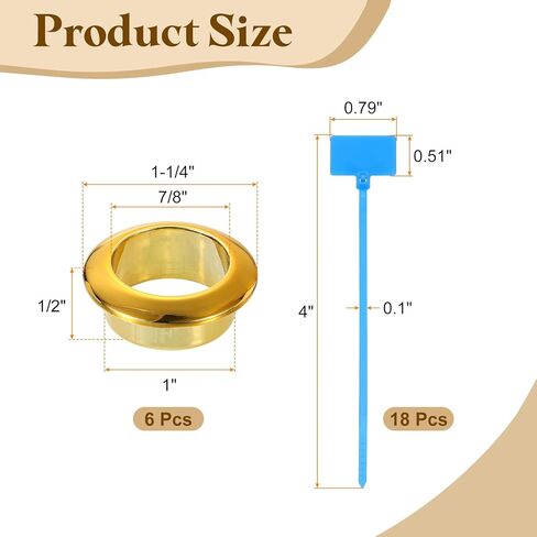 uxcell 6Pcs Desk Grommets, 1" (25mm) ABS Plastic Cable Hole Cover Wire Cord Organizer with Marked Cable Ties for Home Office Desktop Wire, Gold in Saudi Arabia