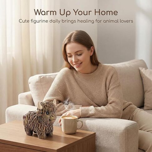 مجموعة من 2 تماثيل أبقار المرتفعات الراتنج اللطيفة لديكور المنزل، تمثال بقرة المرتفعات الاسكتلندية، هدايا لعجل العشاق، زخارف زخرفية لغرفة المعيشة، غرفة النوم، رف الكتب، الخزانات، سطح المكتب in Kuwait