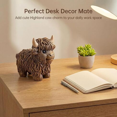 مجموعة من 2 تماثيل أبقار المرتفعات الراتنج اللطيفة لديكور المنزل، تمثال بقرة المرتفعات الاسكتلندية، هدايا لعجل العشاق، زخارف زخرفية لغرفة المعيشة، غرفة النوم، رف الكتب، الخزانات، سطح المكتب in Kuwait