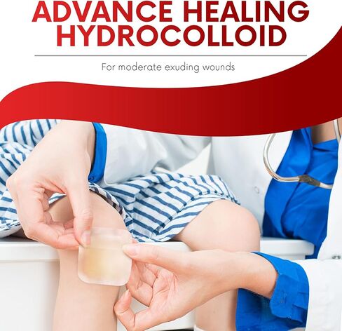 Healqu Hydrocolloid Wound Dressing - 6x6" Thin - Box of 10 Large Bandages - Sterilized Bordered Hydrocolloid Patches for Bed Sores, Abrasions, and More - Waterproof and Absorbent with Protective in Saudi Arabia