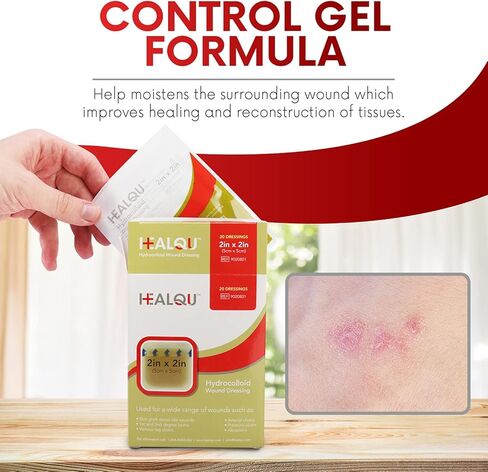 Healqu Hydrocolloid Wound Dressing - 6x6" Thin - Box of 10 Large Bandages - Sterilized Bordered Hydrocolloid Patches for Bed Sores, Abrasions, and More - Waterproof and Absorbent with Protective in Saudi Arabia