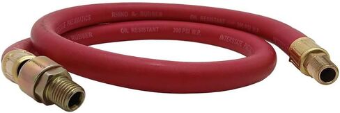 Red Rubber Air Hose Whip 3' Long 1/4" I.D. with 1/4" Male Ball Swivel in Saudi Arabia