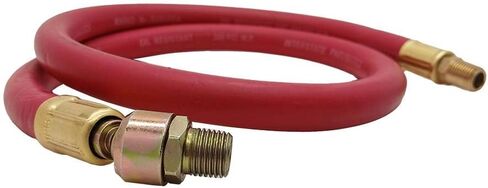 Red Rubber Air Hose Whip 3' Long 1/4" I.D. with 1/4" Male Ball Swivel in Saudi Arabia