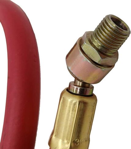 Red Rubber Air Hose Whip 3' Long 1/4" I.D. with 1/4" Male Ball Swivel in Saudi Arabia