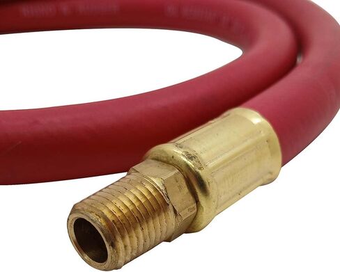 Red Rubber Air Hose Whip 3' Long 1/4" I.D. with 1/4" Male Ball Swivel in Saudi Arabia