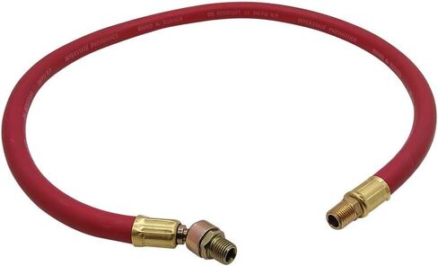 Red Rubber Air Hose Whip 3' Long 1/4" I.D. with 1/4" Male Ball Swivel in Saudi Arabia