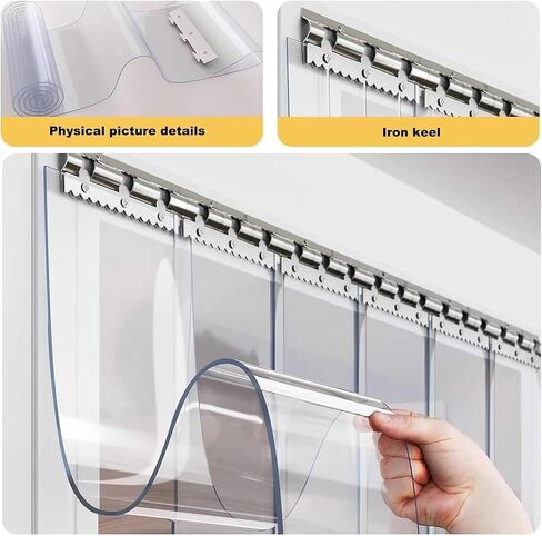 Clear PVC Strip Door Curtain for Walk-in Coolers and Freezers, Industrial Plastic Vinyl Curtain for Refrigerators, Warehouses, and Garages (W165xH270cm / 64.96x106.3in) in Saudi Arabia