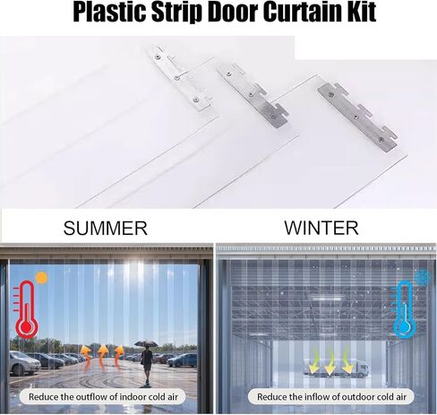 ستائر شريطية مقاومة للماء من مادة PVC - شرائط أبواب من الفينيل الشفاف للمداخل، صديقة للحيوانات الأليفة، للاستخدام التجاري، 75 × 210 سم (29.53 × 82.68 بوصة) - متينة وسهلة التركيب in Kuwait