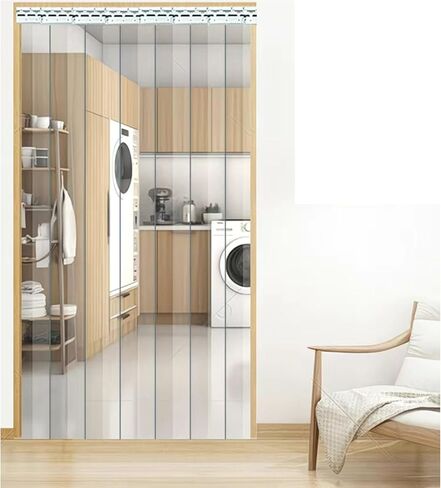 Clear PVC Strip Door Curtain for Walk-in Coolers & Freezers, Industrial Plastic Vinyl Door Cover for Refrigerators, Warehouses & Garages (W165xH200cm/64.96x78.74in) in Saudi Arabia