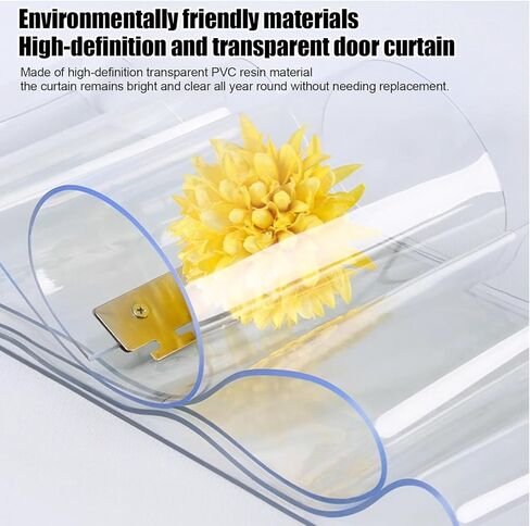 ستارة باب ناعمة من مادة PVC، باب شريطي من الفينيل، شرائط بديلة من البلاستيك الشفاف للمجمدات، الاستخدام الشتوي والتجاري، غطاء باب المستودع، مقاس W165xH210cm/64.96x82.68in in Kuwait
