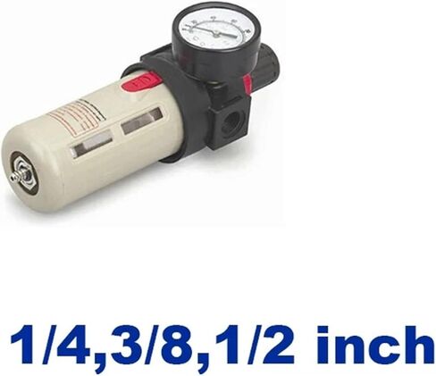فلتر هواء هوائي + منظم ضغط BFR2000/3000/4000 1/4 3/8 1/2 بوصة مع فلتر تصريف يدوي بمقياس (عنصر بلاستيكي، 3/8 بوصة) in Kuwait