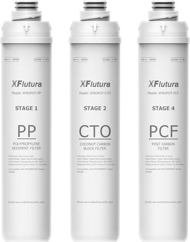 RO100ROPOT Series 4-Pack Replacement Filter Cartridge Set Compatible with Bluevua RO100ROPOT, RO100ROPOTUV Series Water Filter, Pack of 4 Filters (1*PP, 1*CTO, 1*RO, 1*PCF) in Kuwait