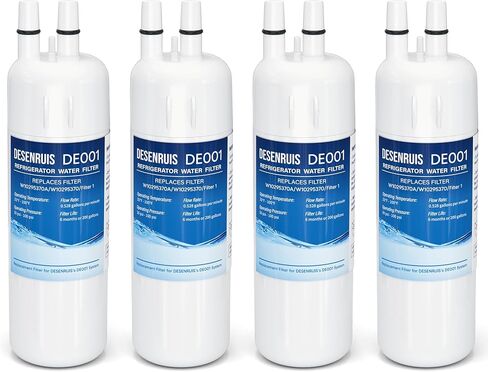 استبدال فلتر المياه W10295370A متوافق مع W10295370، EDR1RXD1، فلتر 1، WHR1RXD1، KAD1RXD1، P8RFWB2L، P8WB2L، P4RFWB، P5WB2L، حزمة من 4، من DESENRUIS in Kuwait