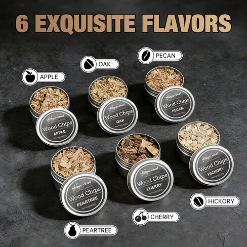 طقم مدخن الويسكي مع شعلة، مصفاة مدخن الكوكتيل للمشروبات القديمة، هدايا عيد ميلاد للرجال، له، هدايا الانتقال إلى المنزل، هدية للزوج، الأب، الصديق، 6 رقائق خشبية، بدون البيوتان in Kuwait