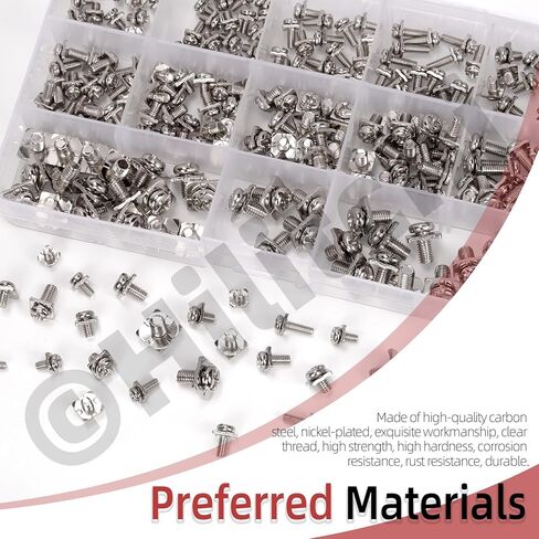 Hilitchi 240Pcs M3 M3.5 M4 M5 Battery Terminal Bolt Screws with Square Nuts 12 Sizes Carbon Steel Terminal Block Screws Assortment Kit Square Washers for Fixing Wires in Electrical Facilities in Saudi Arabia