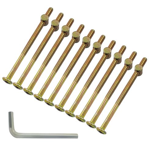 Litoexpe 10 Sets M6 x 100mm Bunk Bed Bolt and Nut Set with Wrench, Carbon Steel Hex Drive Socket Screws Furniture Bolts Bed Frame Bolts with Barrel Nuts for Furniture Assembly (Black) in Saudi Arabia