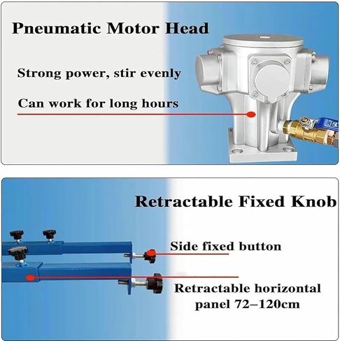 محرض هواء IBC، محرض هواء IBC سعة 265 جالون، مع مروحة قابلة للطي، أداة خلط آلة تحريك الطلاء، 1 حصان للزوجة 1000-10000CP، لخلط الطلاء الصناعي in Kuwait