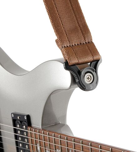 D'Addario Auto Lock Guitar Strap - Acoustic & Electric Accessories - Easy to Use Locking Straps - Uses Existing Buttons - Woven Polypro - Umber Brown in Saudi Arabia