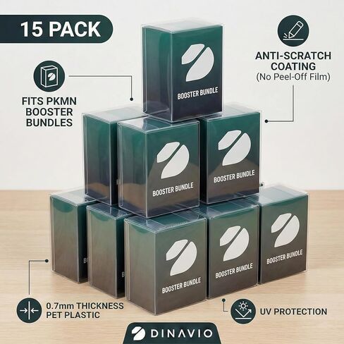 Dinavio Crafthouse 15-Pack PKMN Booster Bundle Protectors PET 0.7mm - مضاد للخدش - حماية من الأشعة فوق البنفسجية - متوافق مع PKMN يحدد ما يصل إلى اللهب الوهمي (لن يناسب الأبطال الصاعدين أو الطلب المثالي) in Kuwait